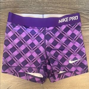 Nike Pro Purple Checkered Shorts